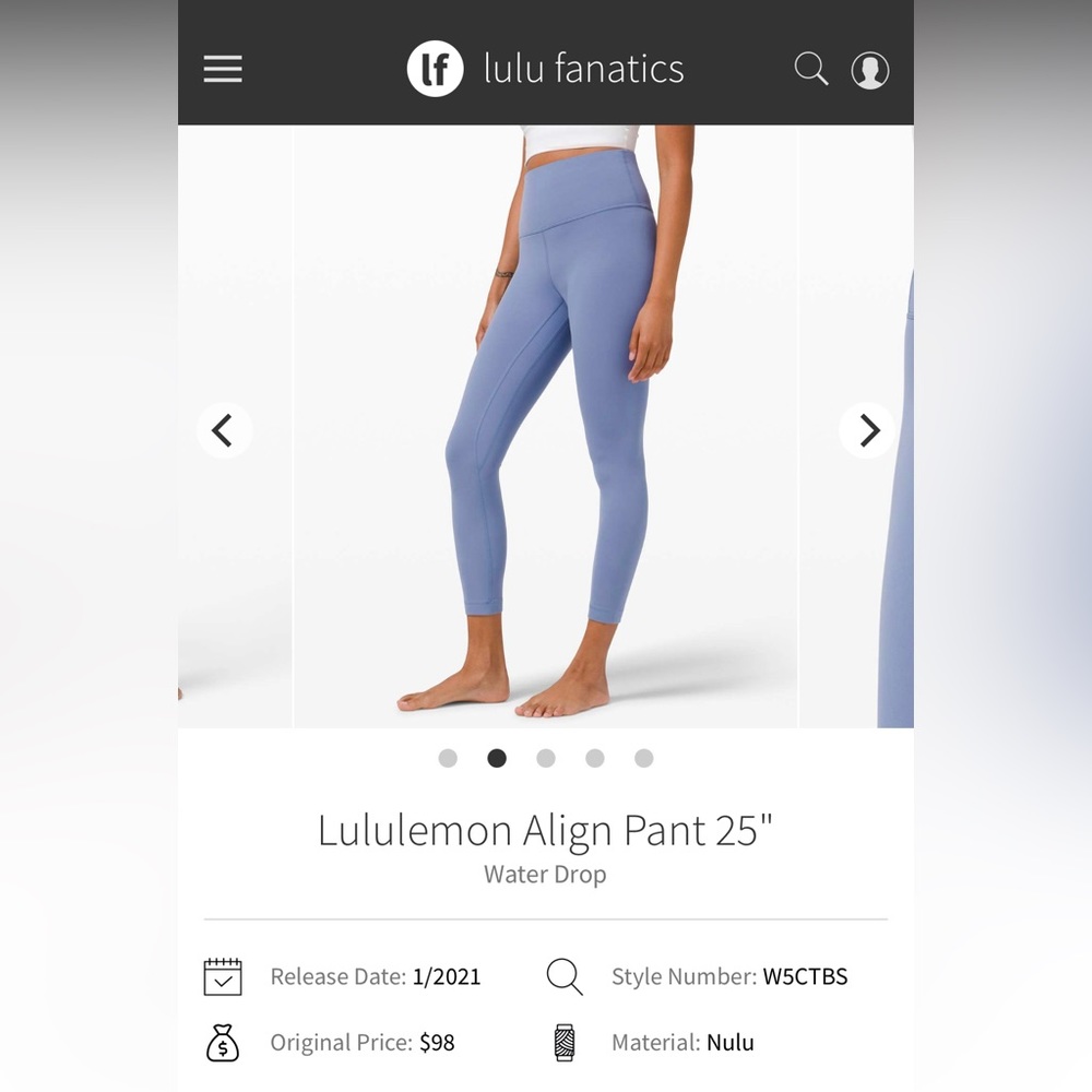 💧NWT Lululemon Align HR Pant 28” water drop sz16 💧